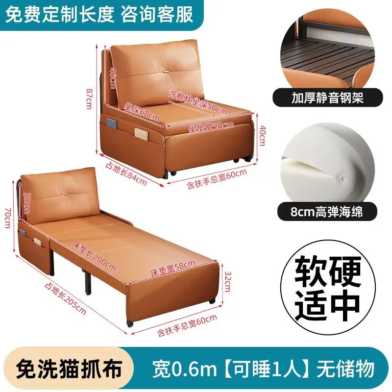 Single Sofa Bed Folding Dual-Purpose Small Apartment Rental Apartment Simple Sofa Lazy People Can Lie and Sleep Cat Grab Cloth
