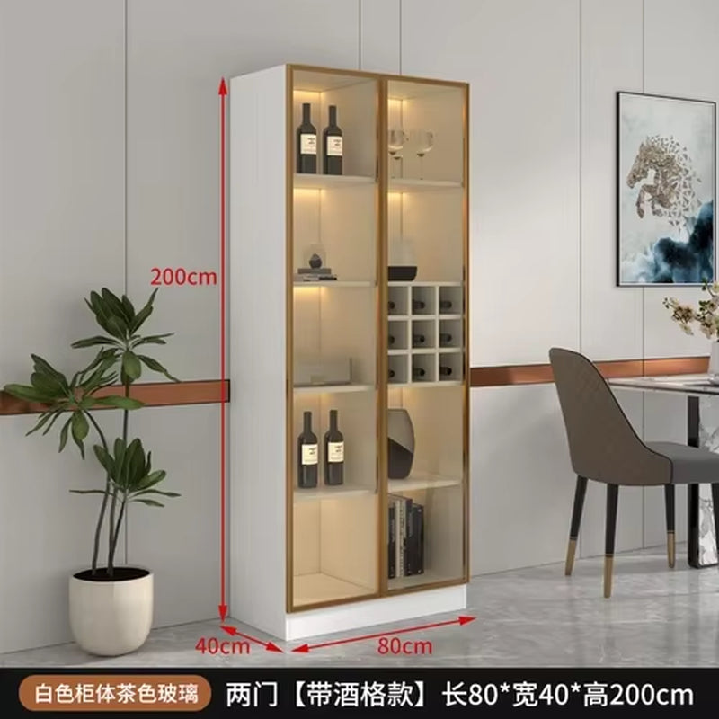 Display Wall Wine Cabinet Living Room Racks Home Storage Wine Cabinet Kitchen Glass Mueble Licorera Restaurant Furniture QF50JG