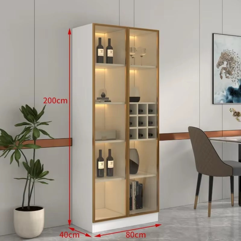 Display Wall Wine Cabinet Living Room Racks Home Storage Wine Cabinet Kitchen Glass Mueble Licorera Restaurant Furniture QF50JG