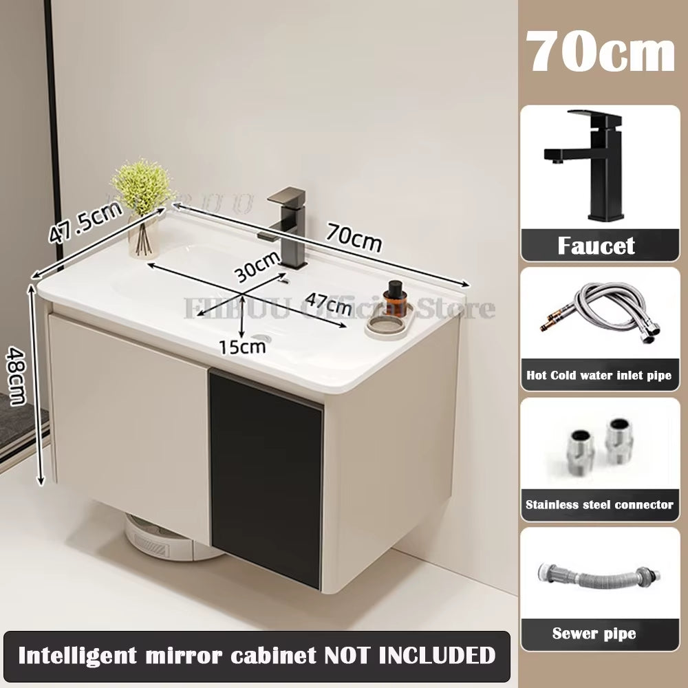 Wall Mounted Bathroom Cabinet Combination Washbasin Sink Vanity Bathroom Cabinet Ceramic Integrated Toilet Washbasin Furniture