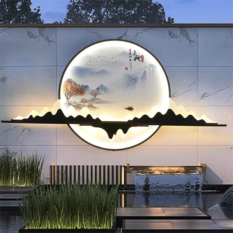 AFRA Outdoor Mural Lamp LED 1 Meter Diameter Circular Landscape Waterproof Mural Villa Courtyard Garden Decoration Painting