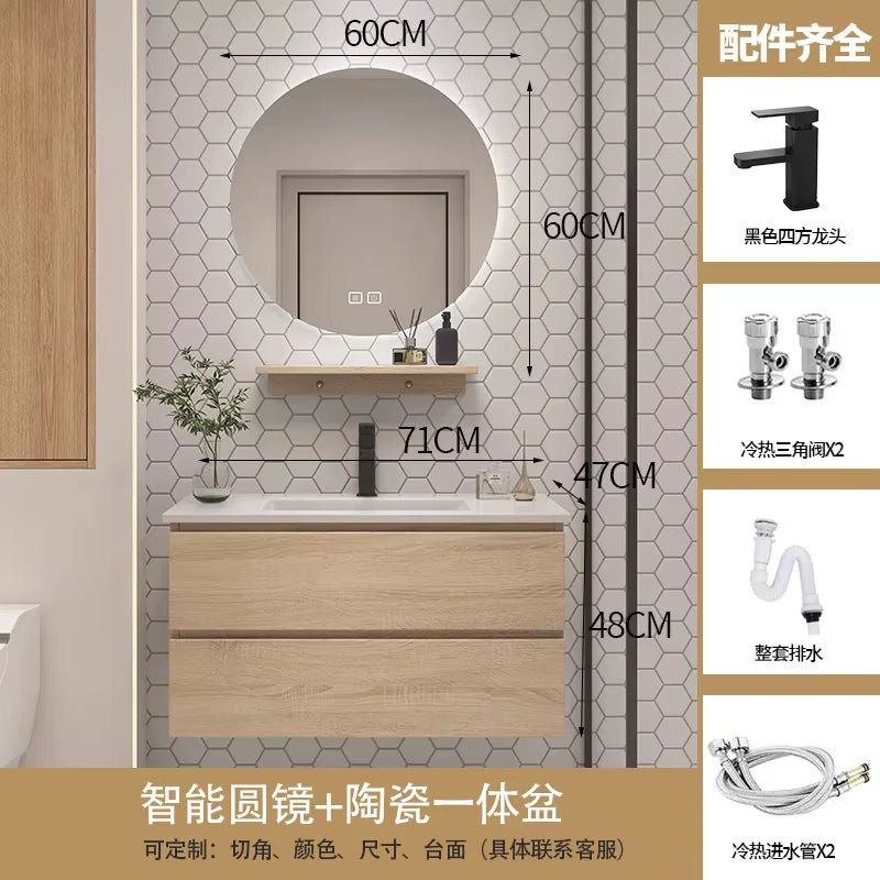 Furniture Luxury Filing Cabinets Bathroom Sinks Storage Cabinet Kit Mirrors Wall Double Washbasin White Vanity Mdf Mirror Open