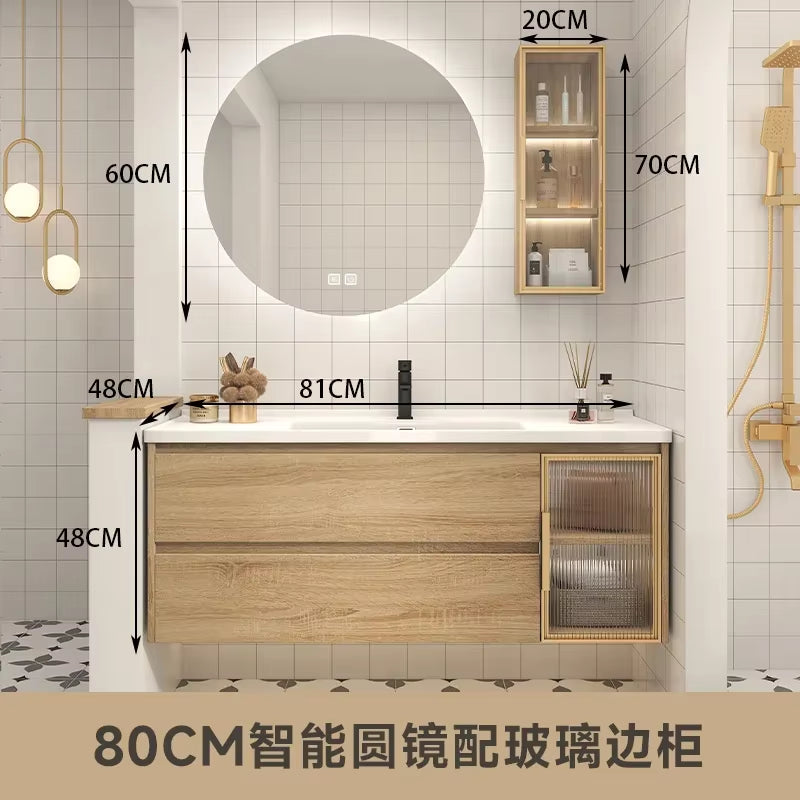 Furniture Luxury Filing Cabinets Bathroom Sinks Storage Cabinet Kit Mirrors Wall Double Washbasin White Vanity Mdf Mirror Open