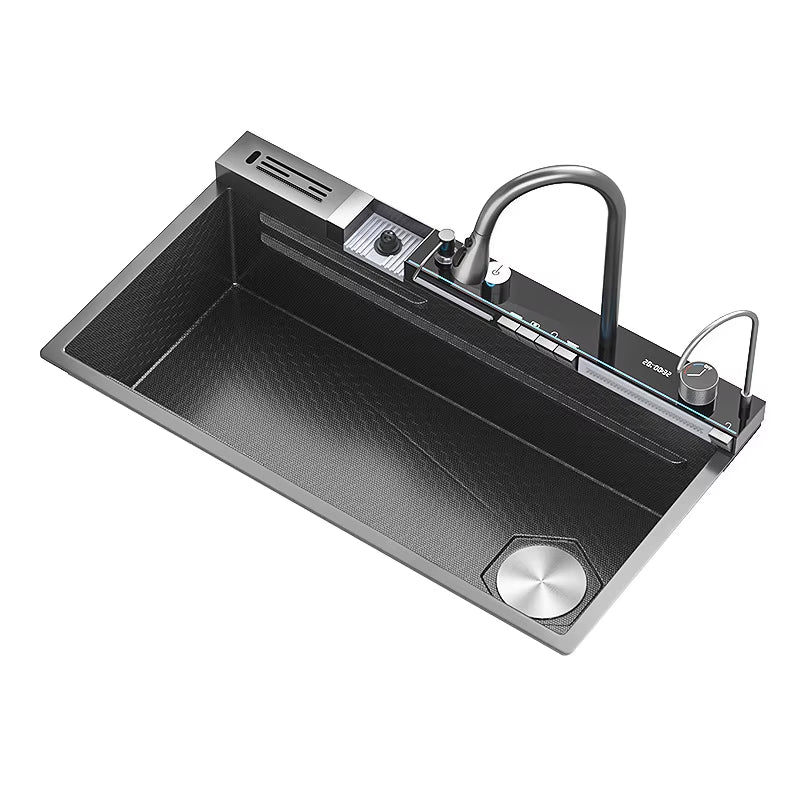 New Honeycomb Embossed Waterfall Kitchen Sink Stainless Steel Big Size Wash Basin Large Single Bowl with Chopping Board