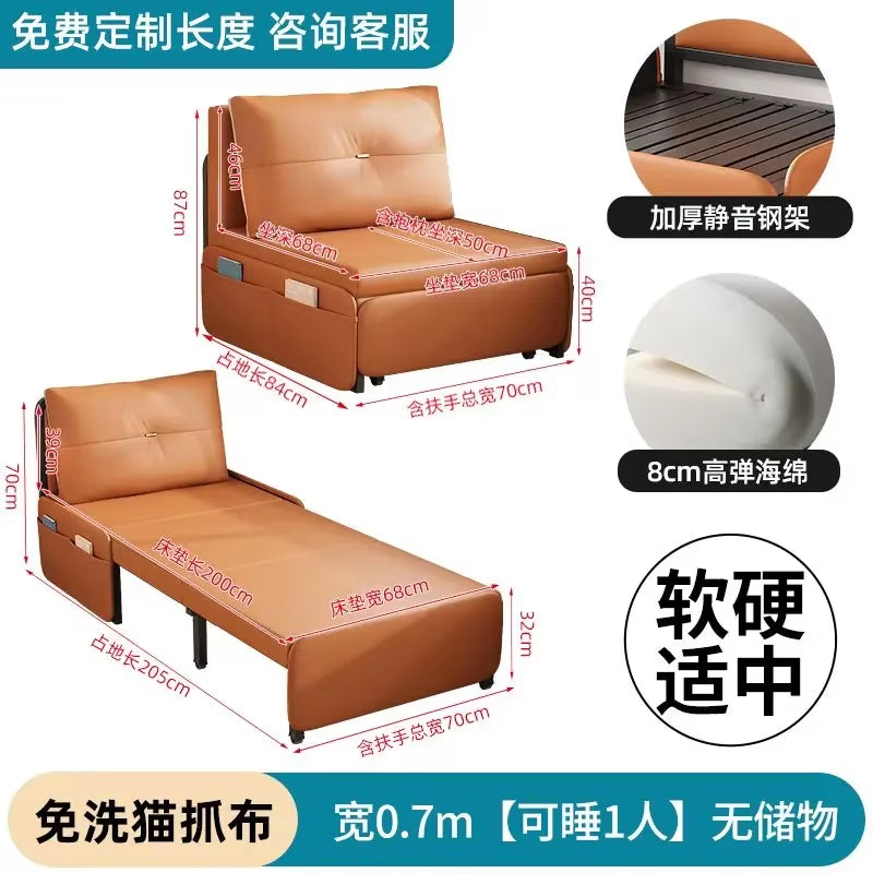 Single Sofa Bed Folding Dual-Purpose Small Apartment Rental Apartment Simple Sofa Lazy People Can Lie and Sleep Cat Grab Cloth