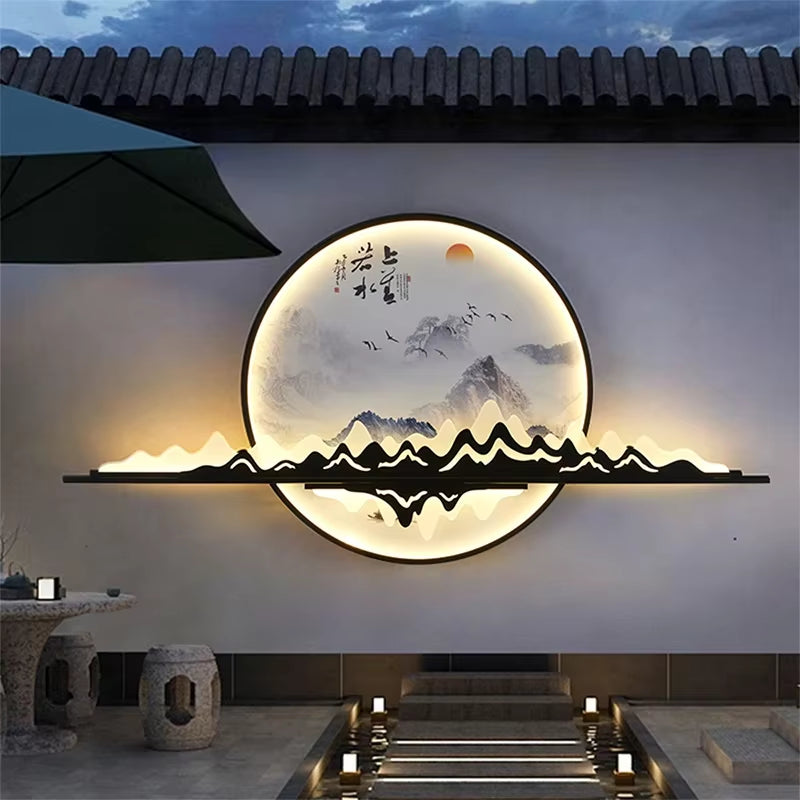 AFRA Outdoor Mural Lamp LED 1 Meter Diameter Circular Landscape Waterproof Mural Villa Courtyard Garden Decoration Painting