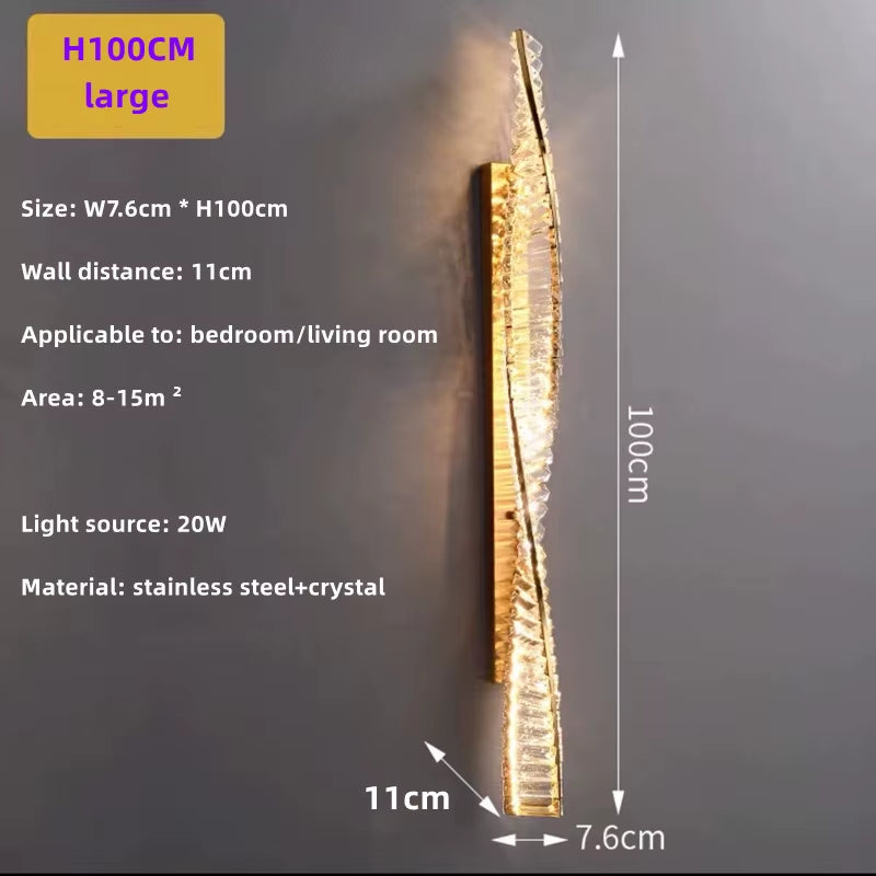 Dining Room Crystal LED Chandelier Modern One Word Spiral Design Hanging Lamp Luxury Kitchen Island Bar Table Lighting Fixture