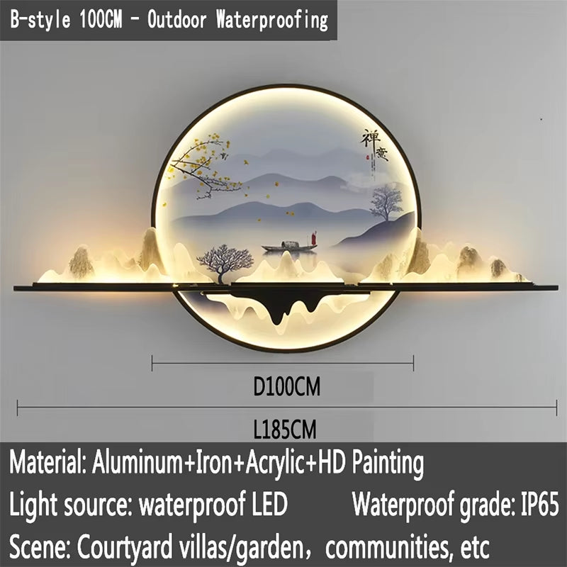 AFRA Outdoor Mural Lamp LED 1 Meter Diameter Circular Landscape Waterproof Mural Villa Courtyard Garden Decoration Painting