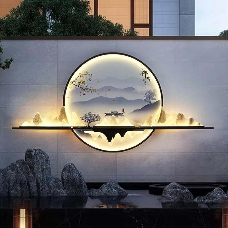 AFRA Outdoor Mural Lamp LED 1 Meter Diameter Circular Landscape Waterproof Mural Villa Courtyard Garden Decoration Painting