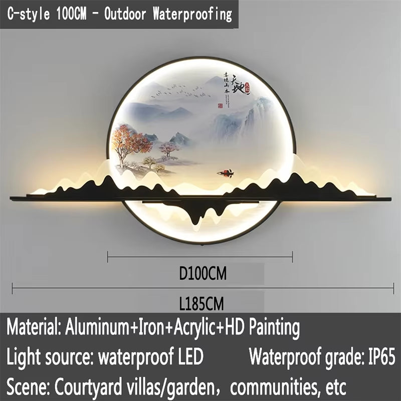 AFRA Outdoor Mural Lamp LED 1 Meter Diameter Circular Landscape Waterproof Mural Villa Courtyard Garden Decoration Painting