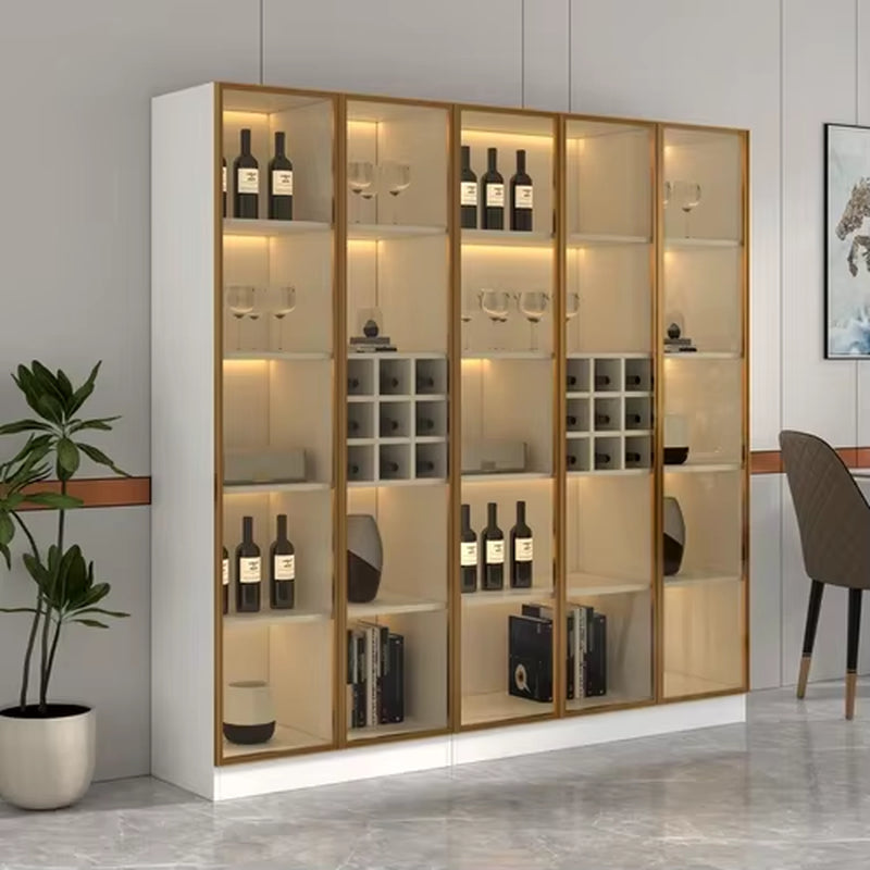 Display Wall Wine Cabinet Living Room Racks Home Storage Wine Cabinet Kitchen Glass Mueble Licorera Restaurant Furniture QF50JG