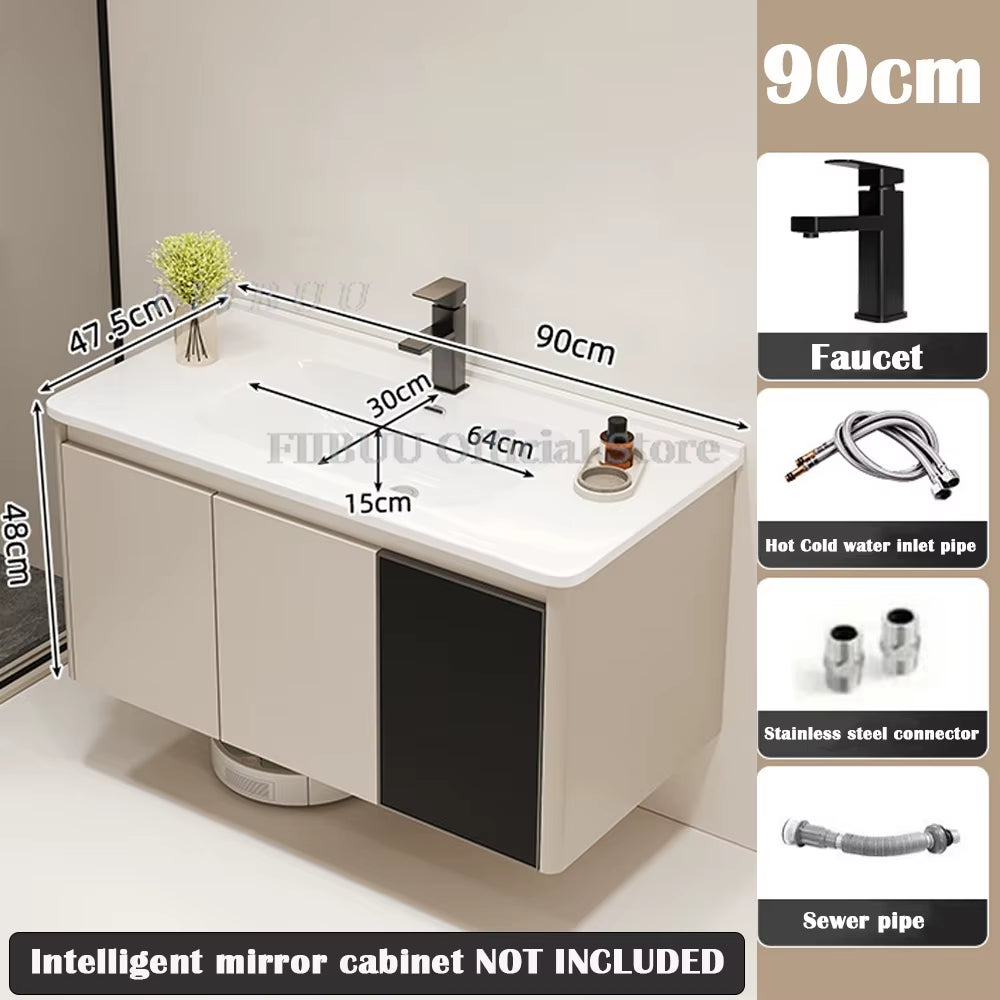 Wall Mounted Bathroom Cabinet Combination Washbasin Sink Vanity Bathroom Cabinet Ceramic Integrated Toilet Washbasin Furniture