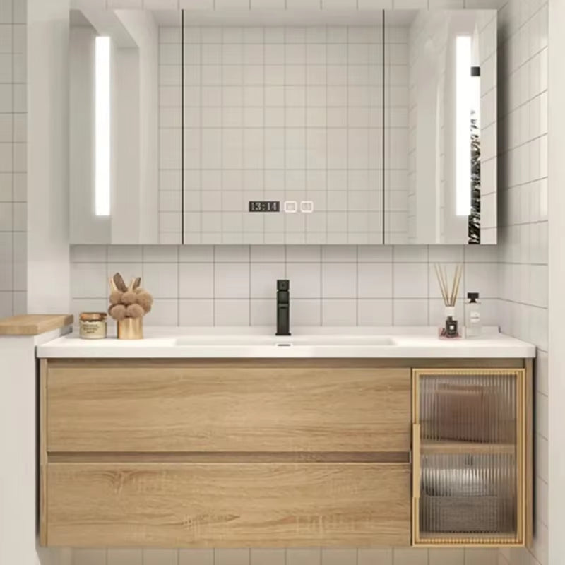 Furniture Luxury Filing Cabinets Bathroom Sinks Storage Cabinet Kit Mirrors Wall Double Washbasin White Vanity Mdf Mirror Open