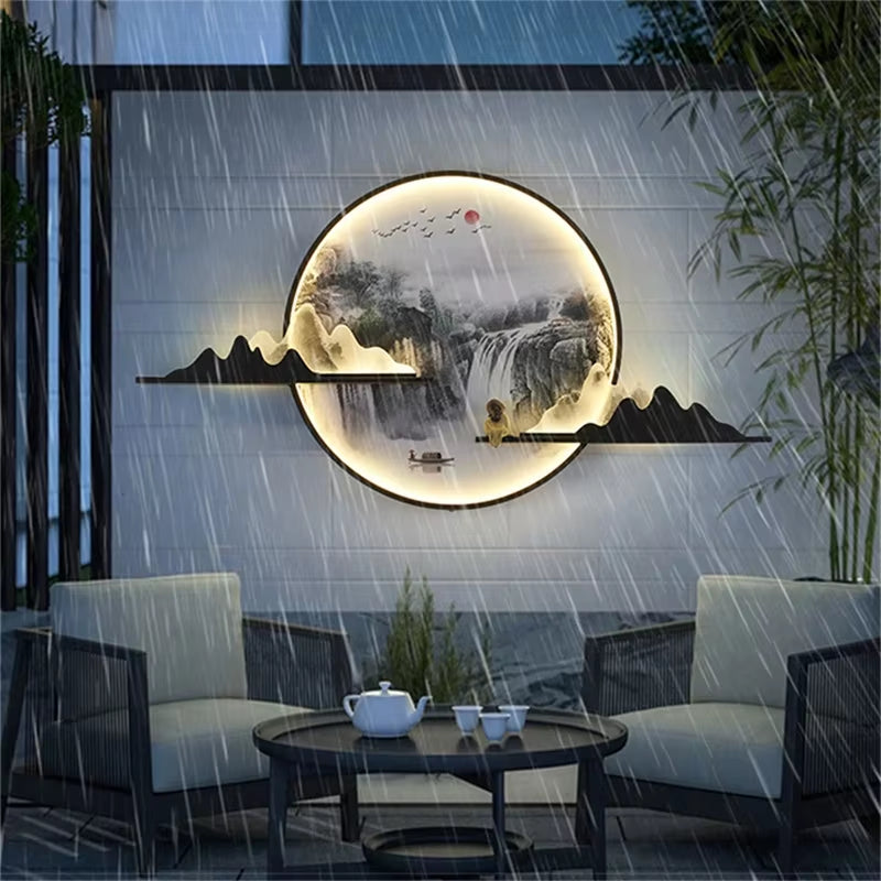 AFRA Outdoor Mural Lamp LED 1 Meter Diameter Circular Landscape Waterproof Mural Villa Courtyard Garden Decoration Painting