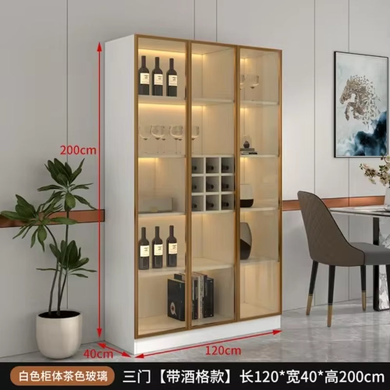 Display Wall Wine Cabinet Living Room Racks Home Storage Wine Cabinet Kitchen Glass Mueble Licorera Restaurant Furniture QF50JG