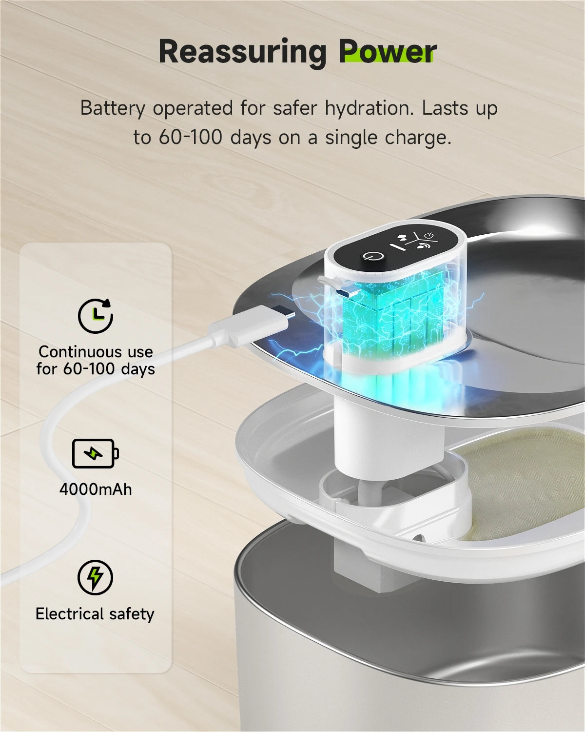 4L Wireless Cat Water Fountain for Cats Dog Drinker with Motion Sensor Dog Water Dispenser FS10PRO
