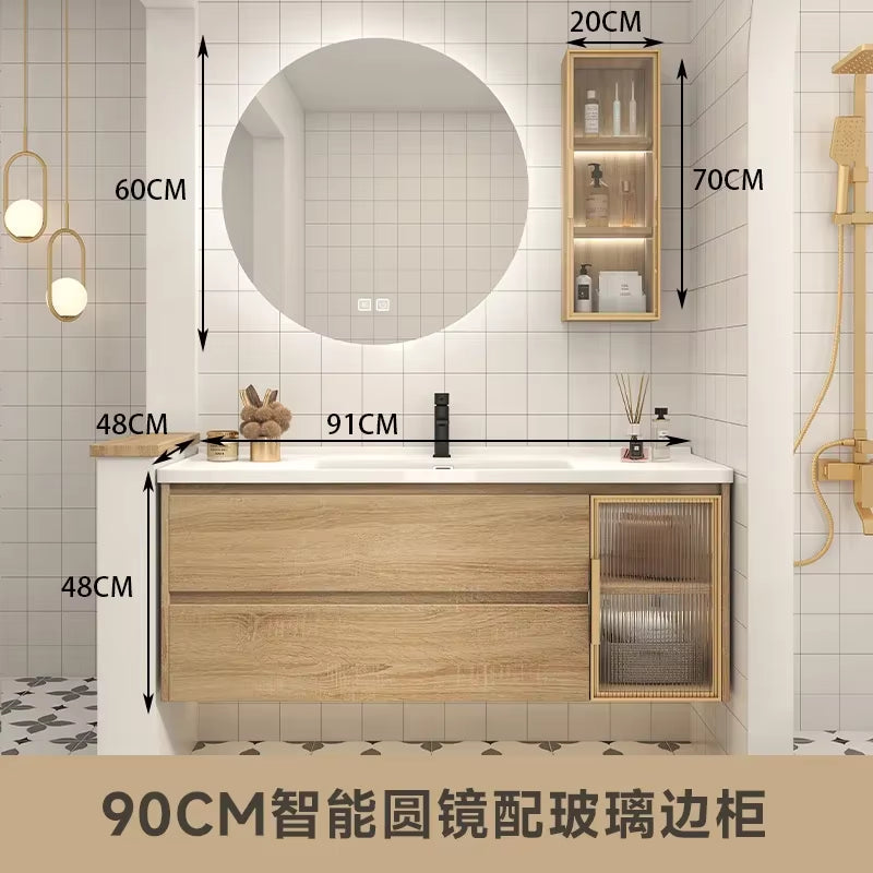 Furniture Luxury Filing Cabinets Bathroom Sinks Storage Cabinet Kit Mirrors Wall Double Washbasin White Vanity Mdf Mirror Open