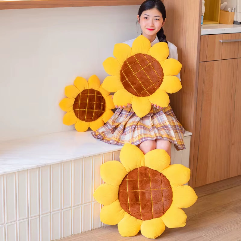 Sunflower Floor Pillow Seating Cushion Mat Throw Pillow Yellow Chair Pad Decorative Plush for Bed Car Sofa Office Girls Gifts