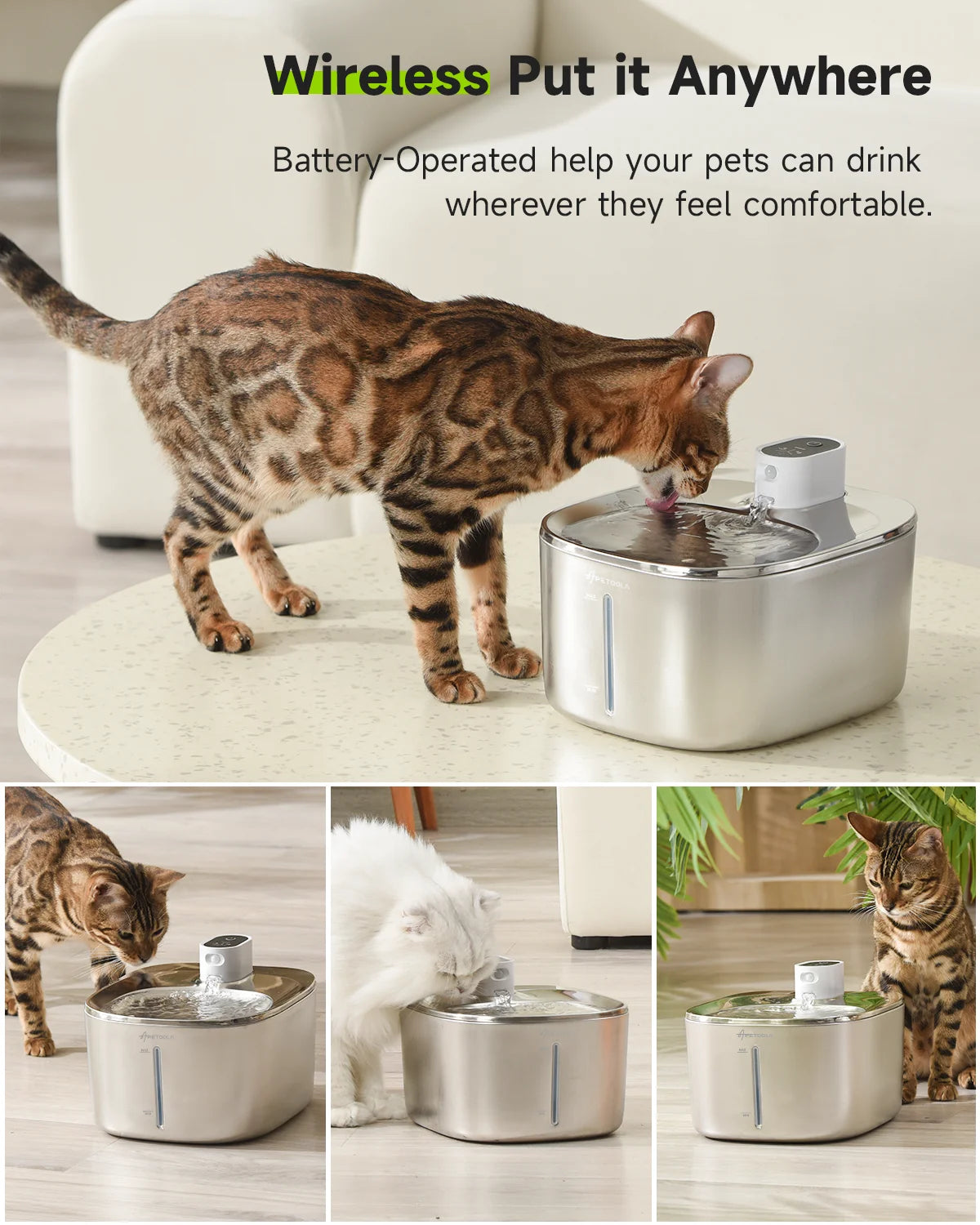 4L Wireless Cat Water Fountain for Cats Dog Drinker with Motion Sensor Dog Water Dispenser FS10PRO
