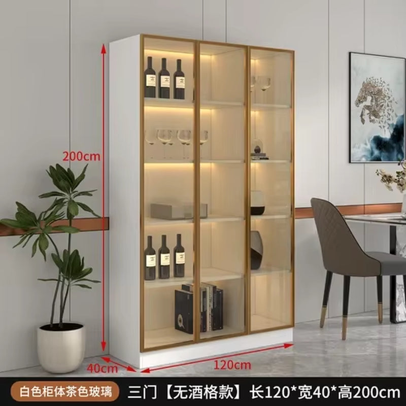 Display Wall Wine Cabinet Living Room Racks Home Storage Wine Cabinet Kitchen Glass Mueble Licorera Restaurant Furniture QF50JG