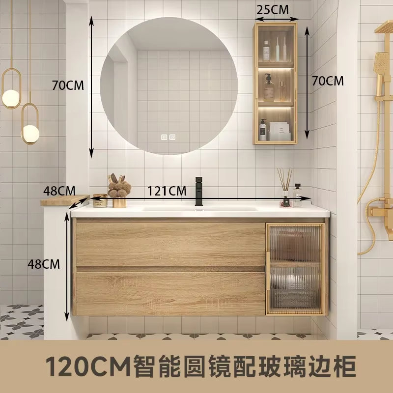 Furniture Luxury Filing Cabinets Bathroom Sinks Storage Cabinet Kit Mirrors Wall Double Washbasin White Vanity Mdf Mirror Open