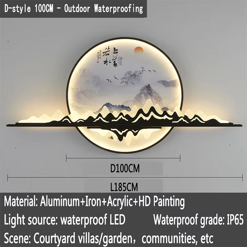 AFRA Outdoor Mural Lamp LED 1 Meter Diameter Circular Landscape Waterproof Mural Villa Courtyard Garden Decoration Painting