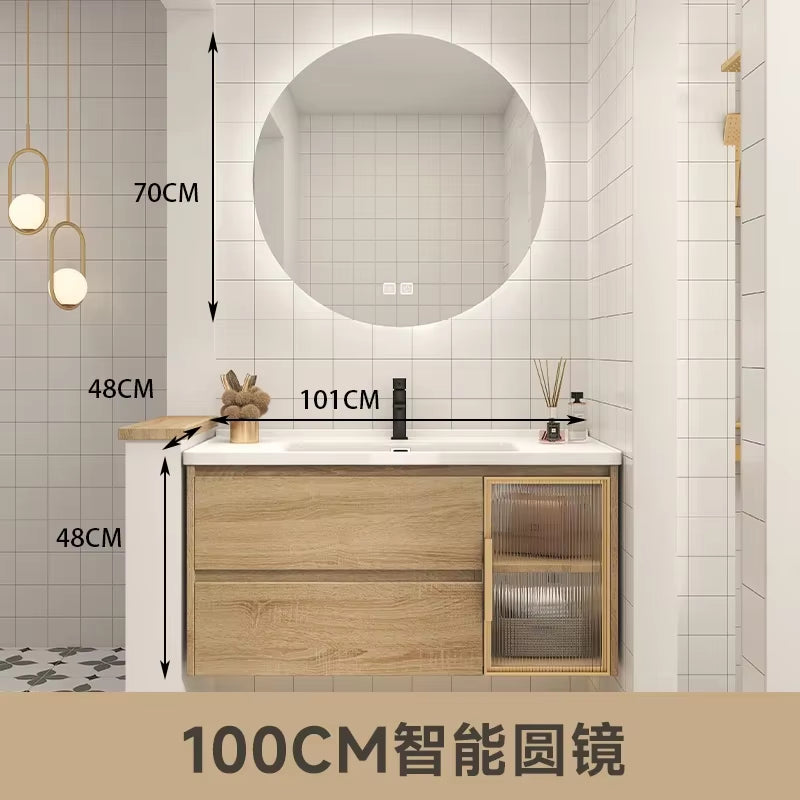 Furniture Luxury Filing Cabinets Bathroom Sinks Storage Cabinet Kit Mirrors Wall Double Washbasin White Vanity Mdf Mirror Open