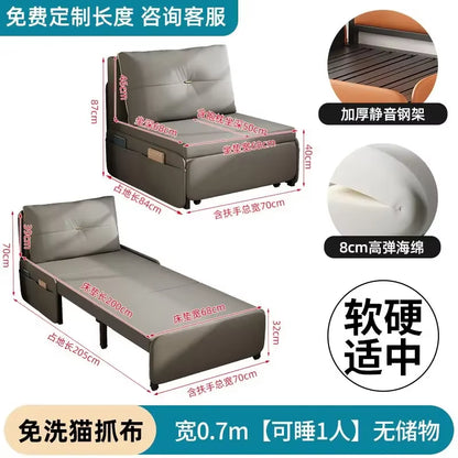 Single Sofa Bed Folding Dual-Purpose Small Apartment Rental Apartment Simple Sofa Lazy People Can Lie and Sleep Cat Grab Cloth