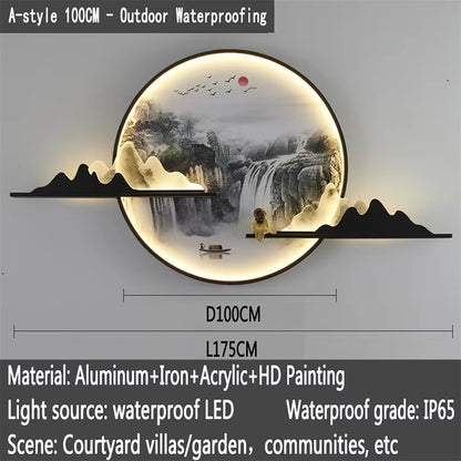 AFRA Outdoor Mural Lamp LED 1 Meter Diameter Circular Landscape Waterproof Mural Villa Courtyard Garden Decoration Painting