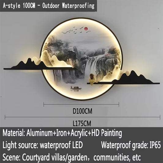AFRA Outdoor Mural Lamp LED 1 Meter Diameter Circular Landscape Waterproof Mural Villa Courtyard Garden Decoration Painting