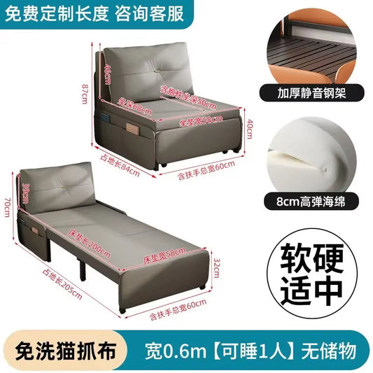 Single Sofa Bed Folding Dual-Purpose Small Apartment Rental Apartment Simple Sofa Lazy People Can Lie and Sleep Cat Grab Cloth