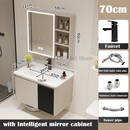 Wall Mounted Bathroom Cabinet Combination Washbasin Sink Vanity Bathroom Cabinet Ceramic Integrated Toilet Washbasin Furniture