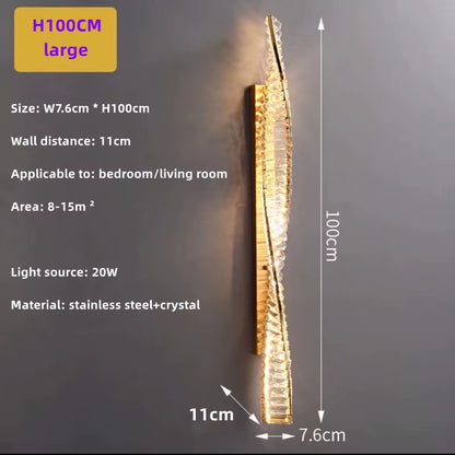Dining Room Crystal LED Chandelier Modern One Word Spiral Design Hanging Lamp Luxury Kitchen Island Bar Table Lighting Fixture