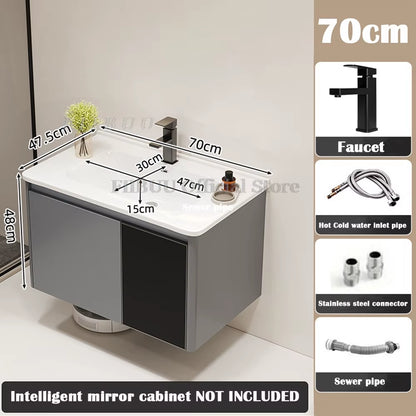 Wall Mounted Bathroom Cabinet Combination Washbasin Sink Vanity Bathroom Cabinet Ceramic Integrated Toilet Washbasin Furniture