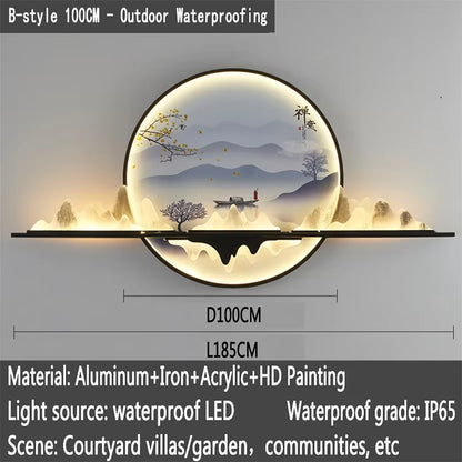 AFRA Outdoor Mural Lamp LED 1 Meter Diameter Circular Landscape Waterproof Mural Villa Courtyard Garden Decoration Painting