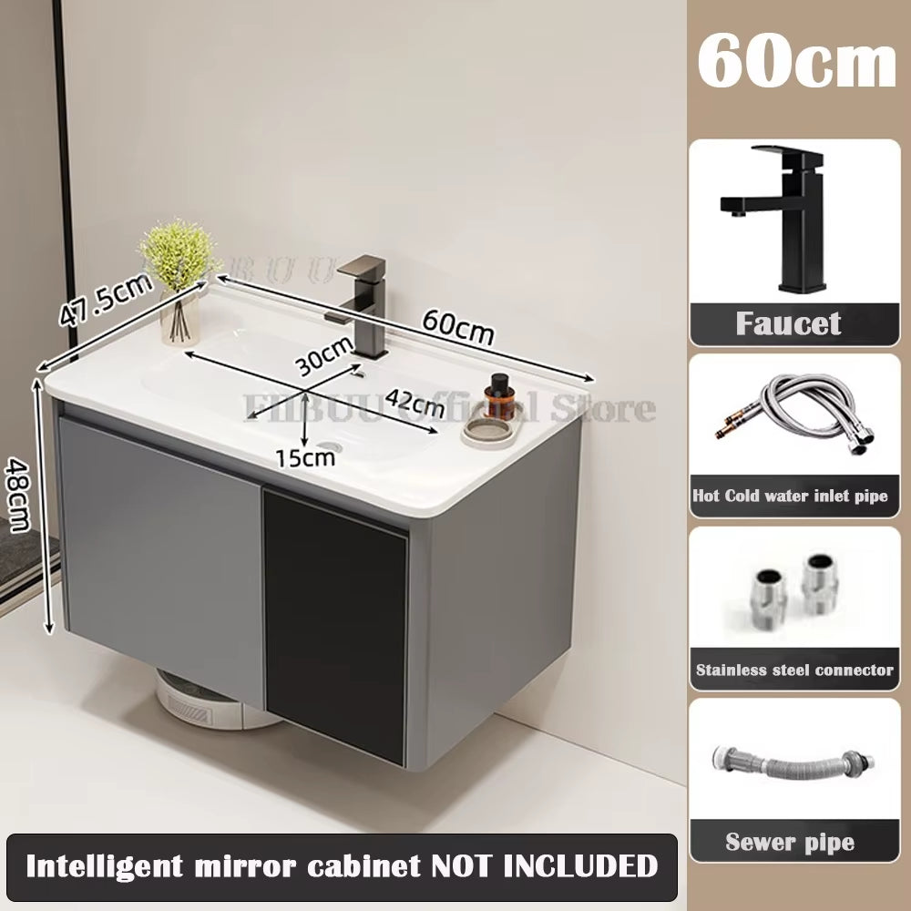 Wall Mounted Bathroom Cabinet Combination Washbasin Sink Vanity Bathroom Cabinet Ceramic Integrated Toilet Washbasin Furniture
