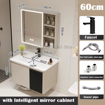 Wall Mounted Bathroom Cabinet Combination Washbasin Sink Vanity Bathroom Cabinet Ceramic Integrated Toilet Washbasin Furniture