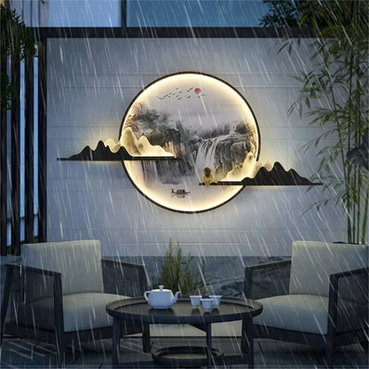 AFRA Outdoor Mural Lamp LED 1 Meter Diameter Circular Landscape Waterproof Mural Villa Courtyard Garden Decoration Painting