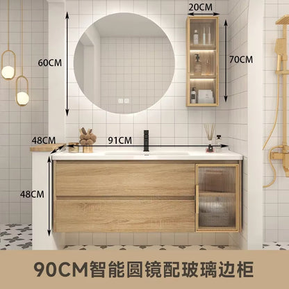Furniture Luxury Filing Cabinets Bathroom Sinks Storage Cabinet Kit Mirrors Wall Double Washbasin White Vanity Mdf Mirror Open