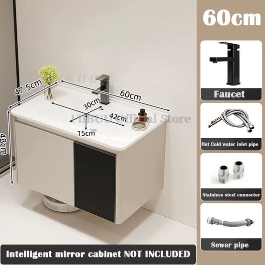 Wall Mounted Bathroom Cabinet Combination Washbasin Sink Vanity Bathroom Cabinet Ceramic Integrated Toilet Washbasin Furniture