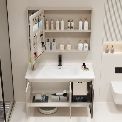 Wall Mounted Bathroom Cabinet Combination Washbasin Sink Vanity Bathroom Cabinet Ceramic Integrated Toilet Washbasin Furniture