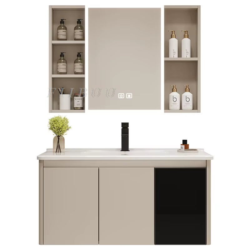 Wall Mounted Bathroom Cabinet Combination Washbasin Sink Vanity Bathroom Cabinet Ceramic Integrated Toilet Washbasin Furniture